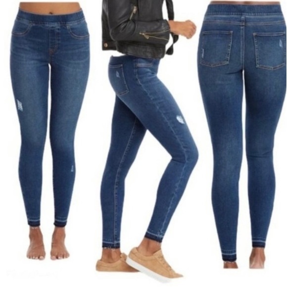 SPANX Denim - Spanx 👖Jeans Sz XL Distressed Ankle Skinny Medium Wash